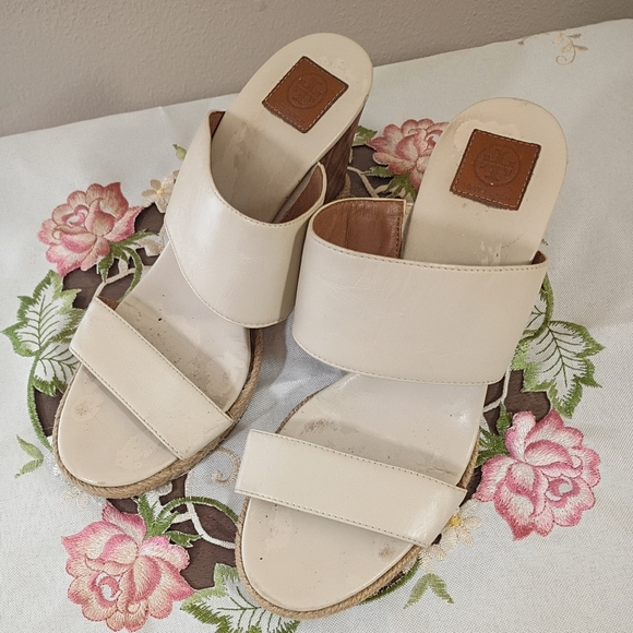 Tory Burch Raya Mule Wedge Slight Wear On Insoles As Shown In Pictures Sz 7.5 - Picture 1 of 14